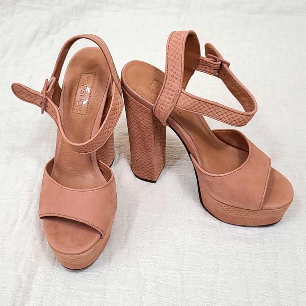 Topshop Women's Suede High Heels Blush Pink